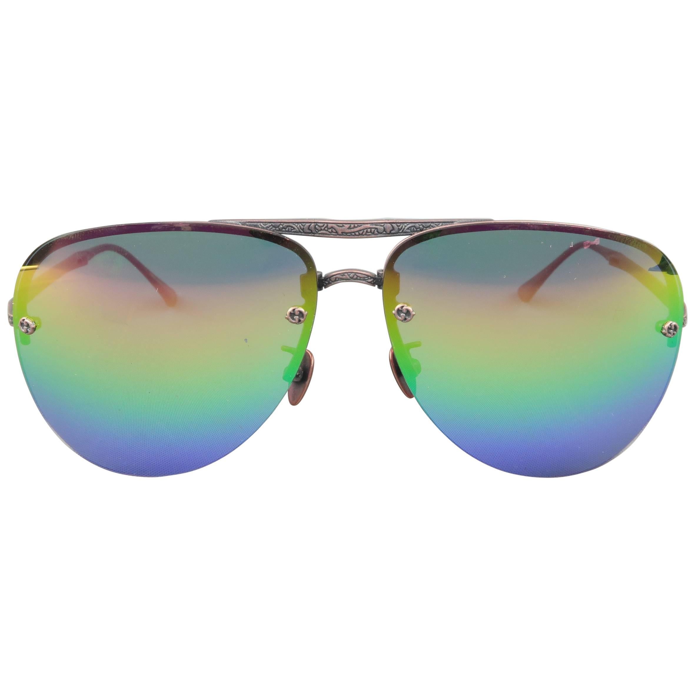 LOTOS Copper Titanium Rainbow Lens Fold Up Aviator Sunglasses