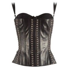 Dolce & Gabbana black leather corset with silver studs, ss 2000