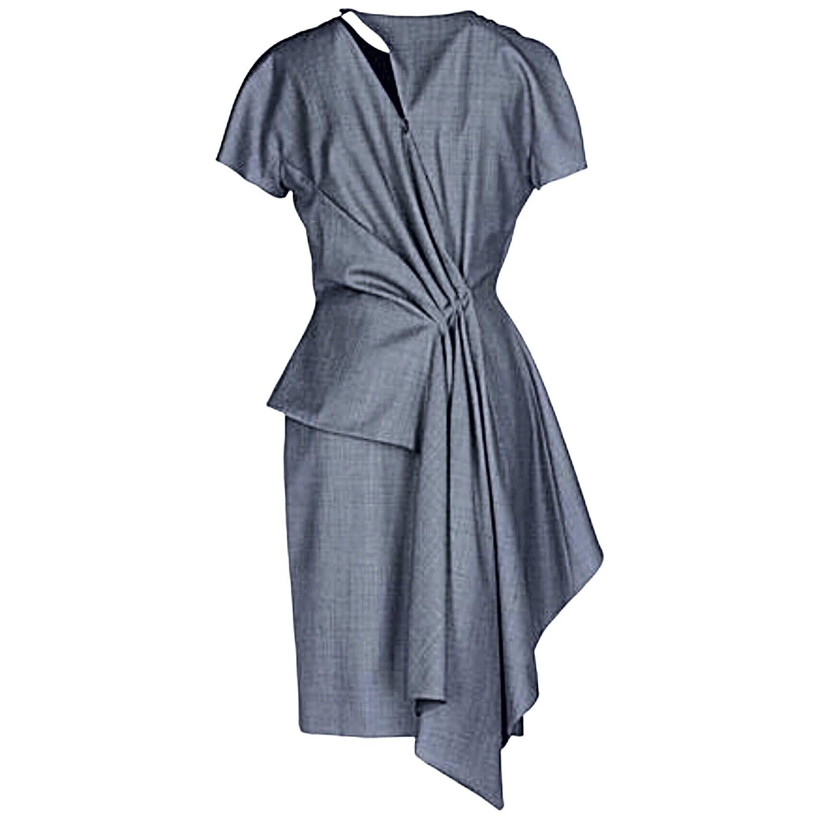 NWT Christian Dior John Galliano Size 10 / 42 Lightweight Wool Avant Garde Dress
