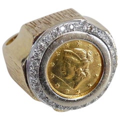Retro 22K Fine Gold 1852 Liberty Head Ring 