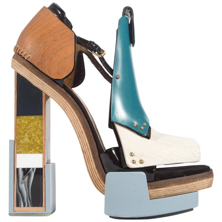 Balenciaga by Nicolas Ghesquière mixed media wooden block heels, aw ...