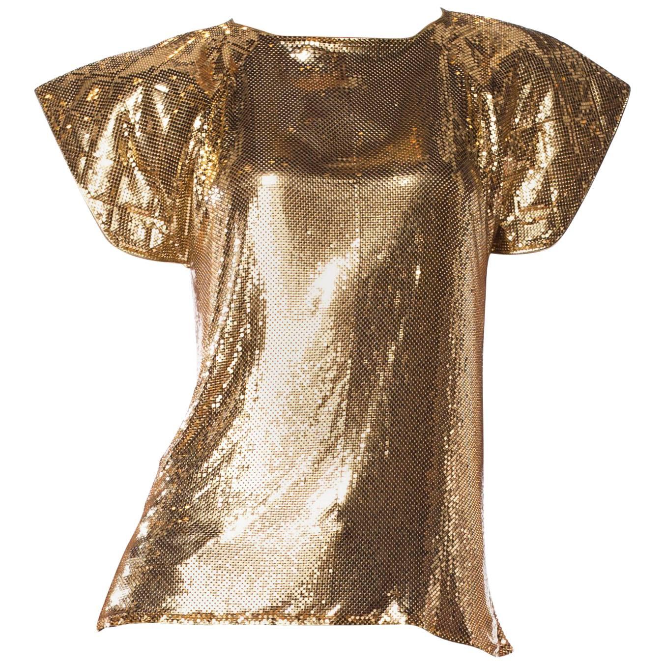 Ferrera Gold Metal Mesh Top, 1980s 