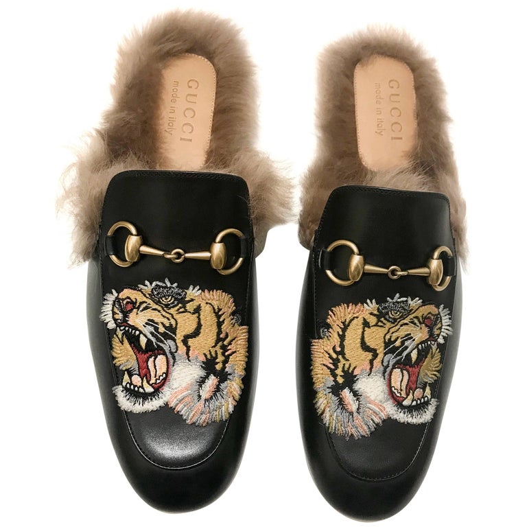 gucci fluffy slides