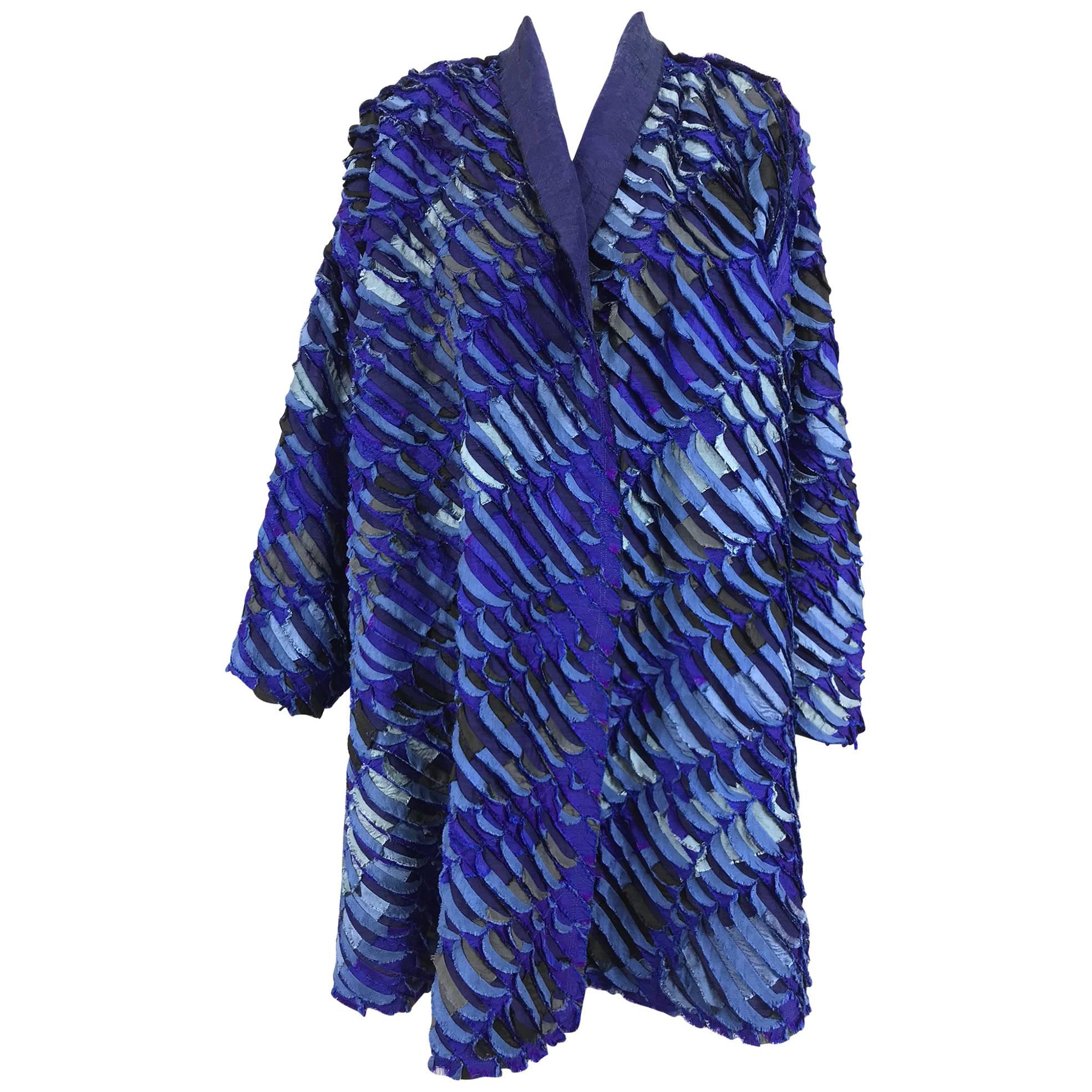Tim Harding Art to Wear French Blue raw silk swing coat 