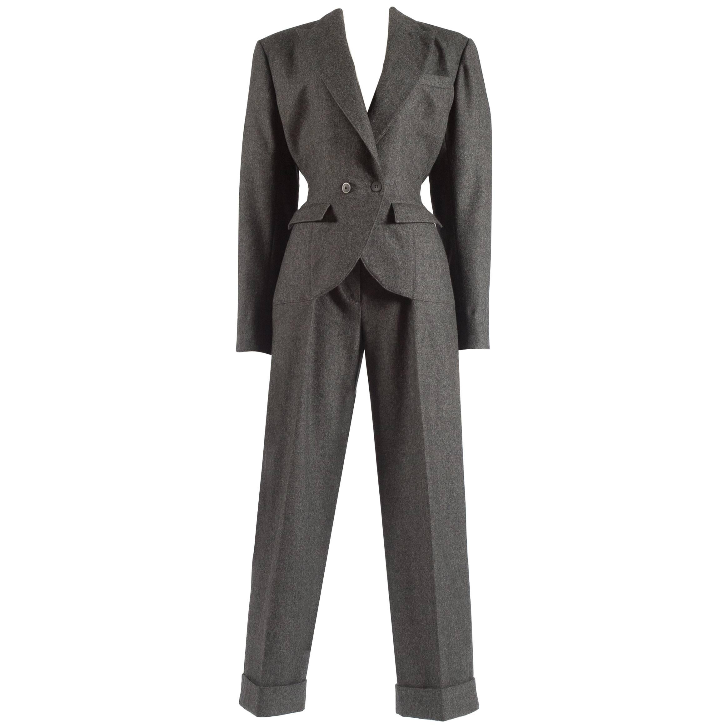 Azzedine Alaia charcoal wool double breasted jumpsuit, A/W 1987 