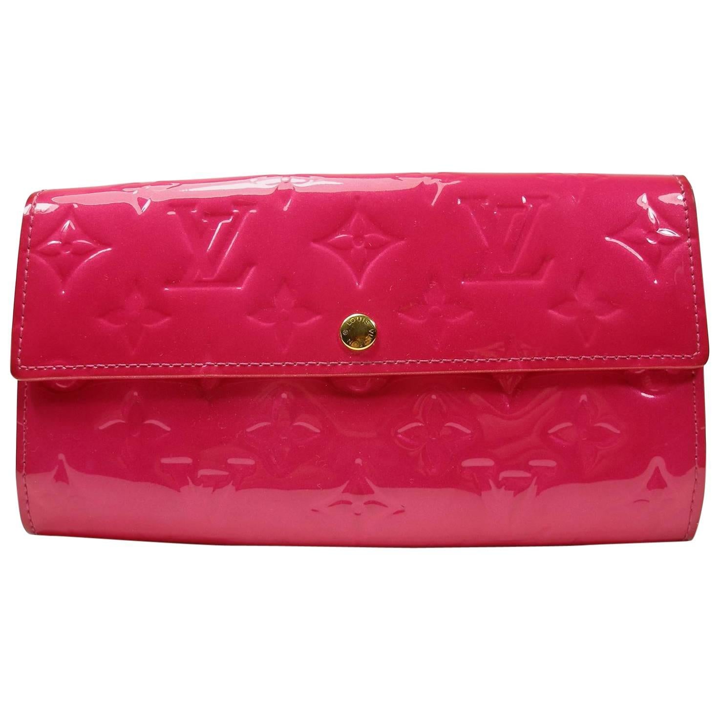  Louis Vuitton Vernis Sarah Wallet Monogram Vernis Rose Pink / Good Condition 