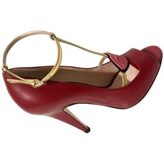 Gucci Decoltè in Red Leather with Lips Heel 11 cm 2017