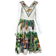 Londy of Mexico 1950s Vintage Hand-Painted Skirt Top Ensemble
