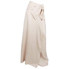 Halston Cream Linen Wraparound Maxi Skirt, 1970s