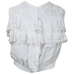 Antique Edwardian White Eyelet Lace Ruffled Top