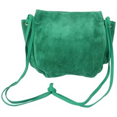 Vintage Bottega Veneta Green Suede Leather Hobo Handbag