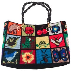 Vintage 1970s Cross Stitch Handbag