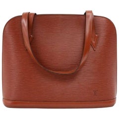 Vintage Louis Vuitton Lussac Brown Epi Leather Large Shoulder Bag 