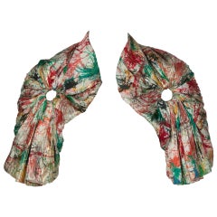 Zac Posen Splash Paint Multicolored Print Silk Lamè Bolero Jacket, 2006