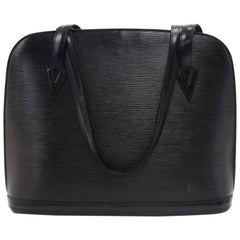 Vintage Louis Vuitton Lussac Black Epi Leather Large Shoulder Bag 