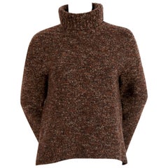 CELINE by PHOEBE PHILO brown boucle sweater with split cuffs