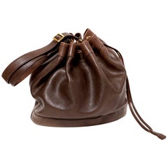 Retro 1984 HERMES brown leather 'Market'  bucket bag 