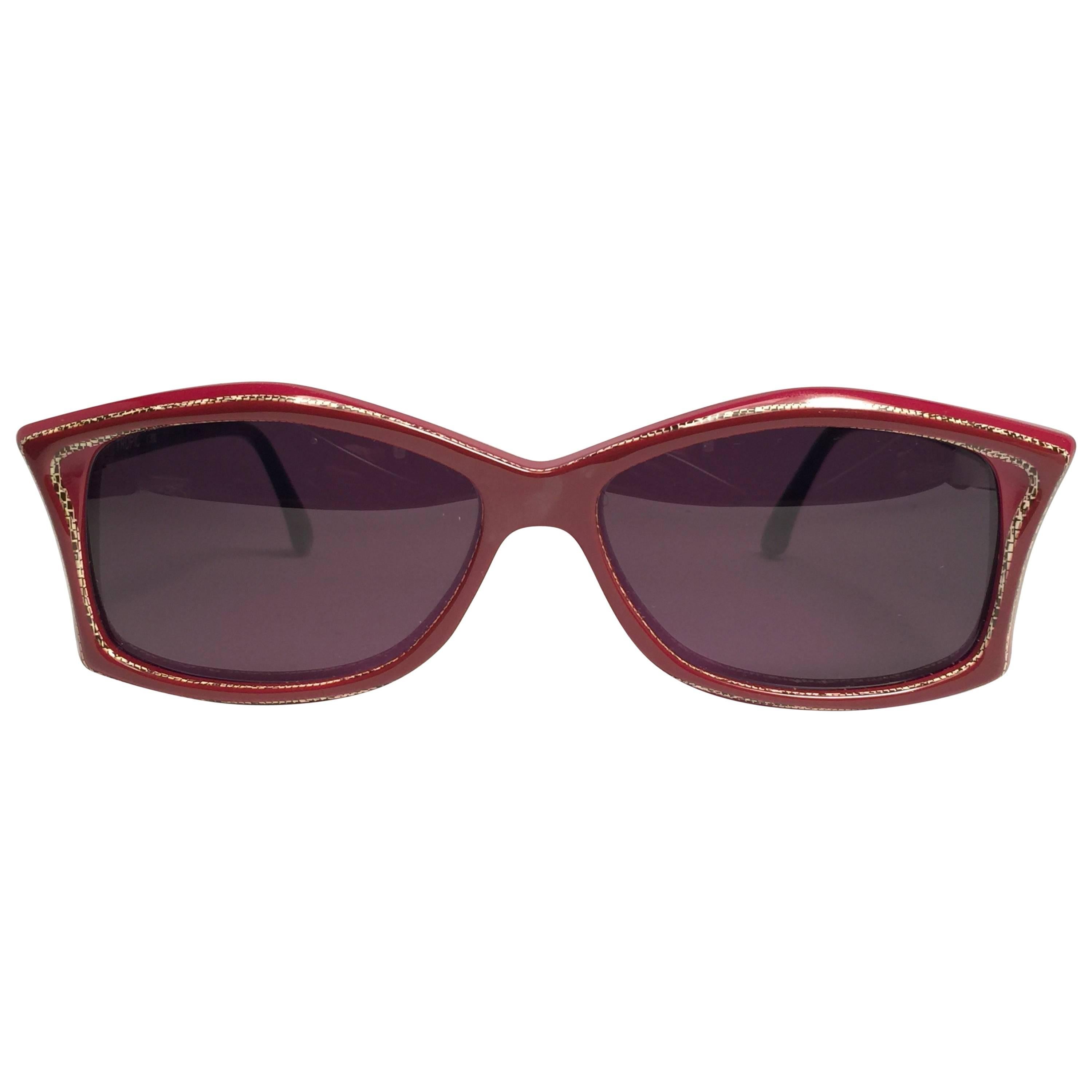 New Vintage Rare Pierre Marly Tropic Burgundy Avantgarde 1960 Sunglasses