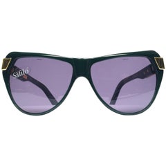 New Vintage Safilo " Capriccio " Sleek Green & Gold 1980's Sunglasses