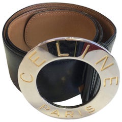 CELINE Belt in Black Leather Size 65EU