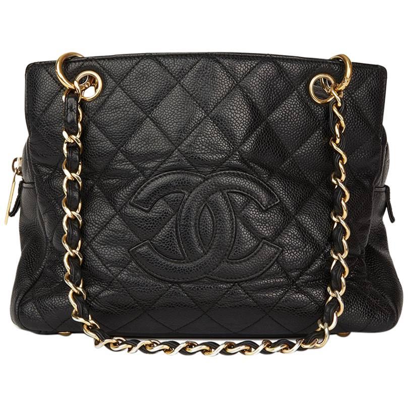 2008 Chanel Black Quilted Caviar Leather Petite Timeless Tote PTT