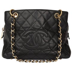 2008 Chanel Black Quilted Caviar Leather Petite Timeless Tote PTT