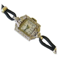 Croton Ladies Platinum Diamond Wristwatch Watch 1920s
