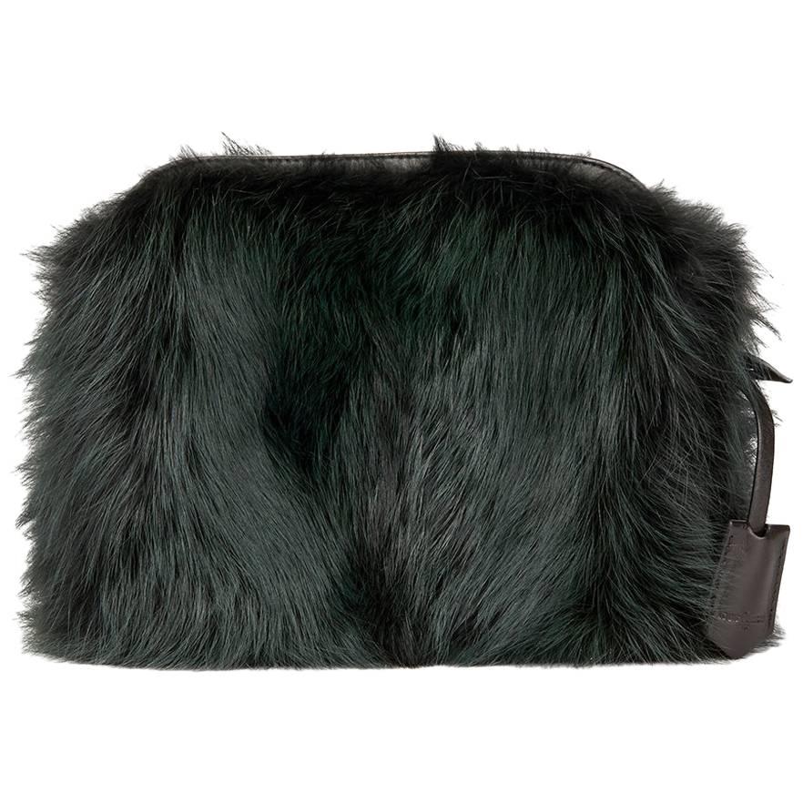2012 Louis Vuitton Vert Fonce Fox Fur & Lambskin Pochette Chaine Renard