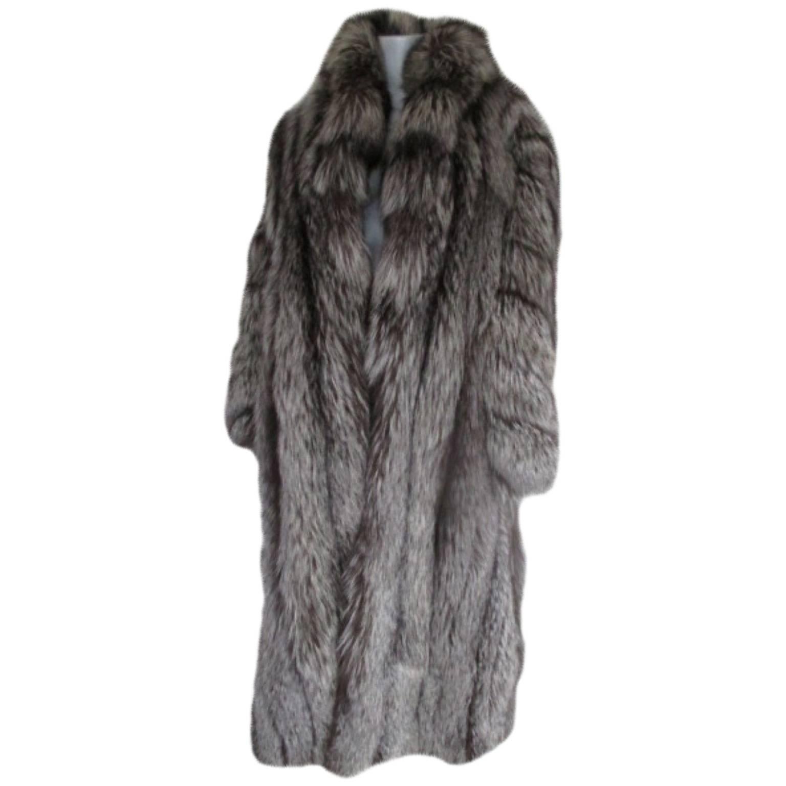 Men's or Women's Long Silver Fox Fur Coat 