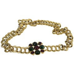 Vintage Chanel Gripoix Belt / Necklace in Golden Metal