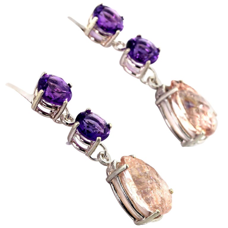Gemjunky 4.93 Carats of Amethysts and 8.78 Carats of Morganite Silver ...