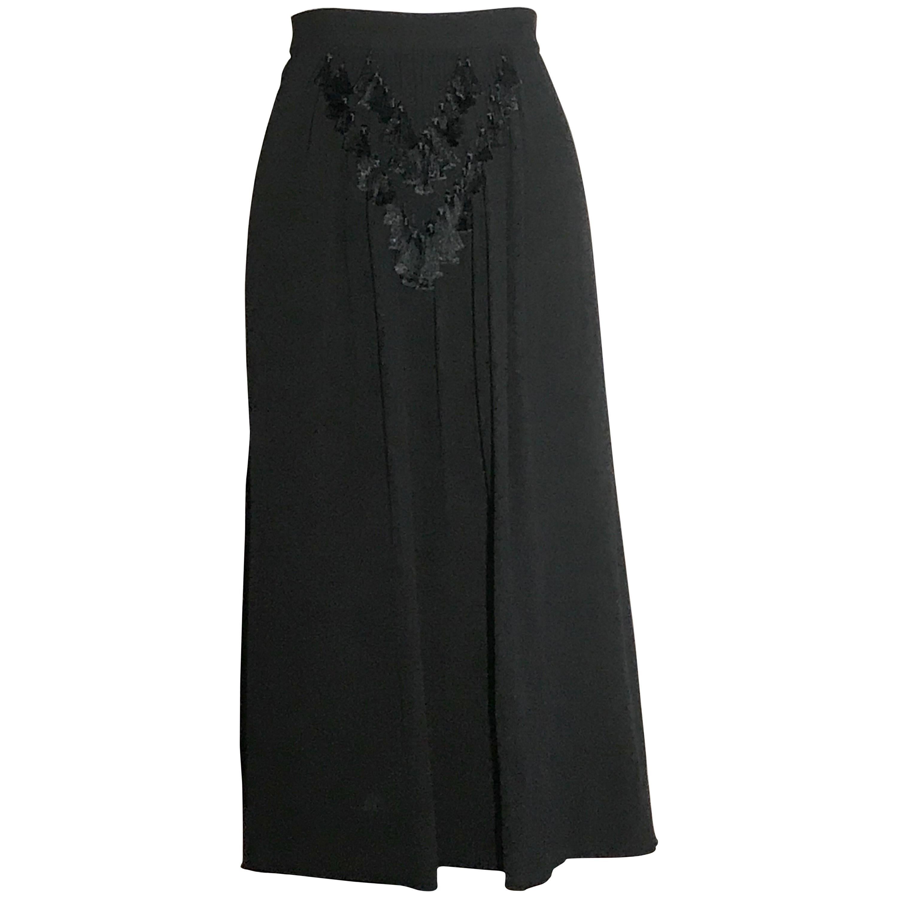 Mainbocher Black Tassel Embellished Mid Length Skirt, 1940s  For Sale