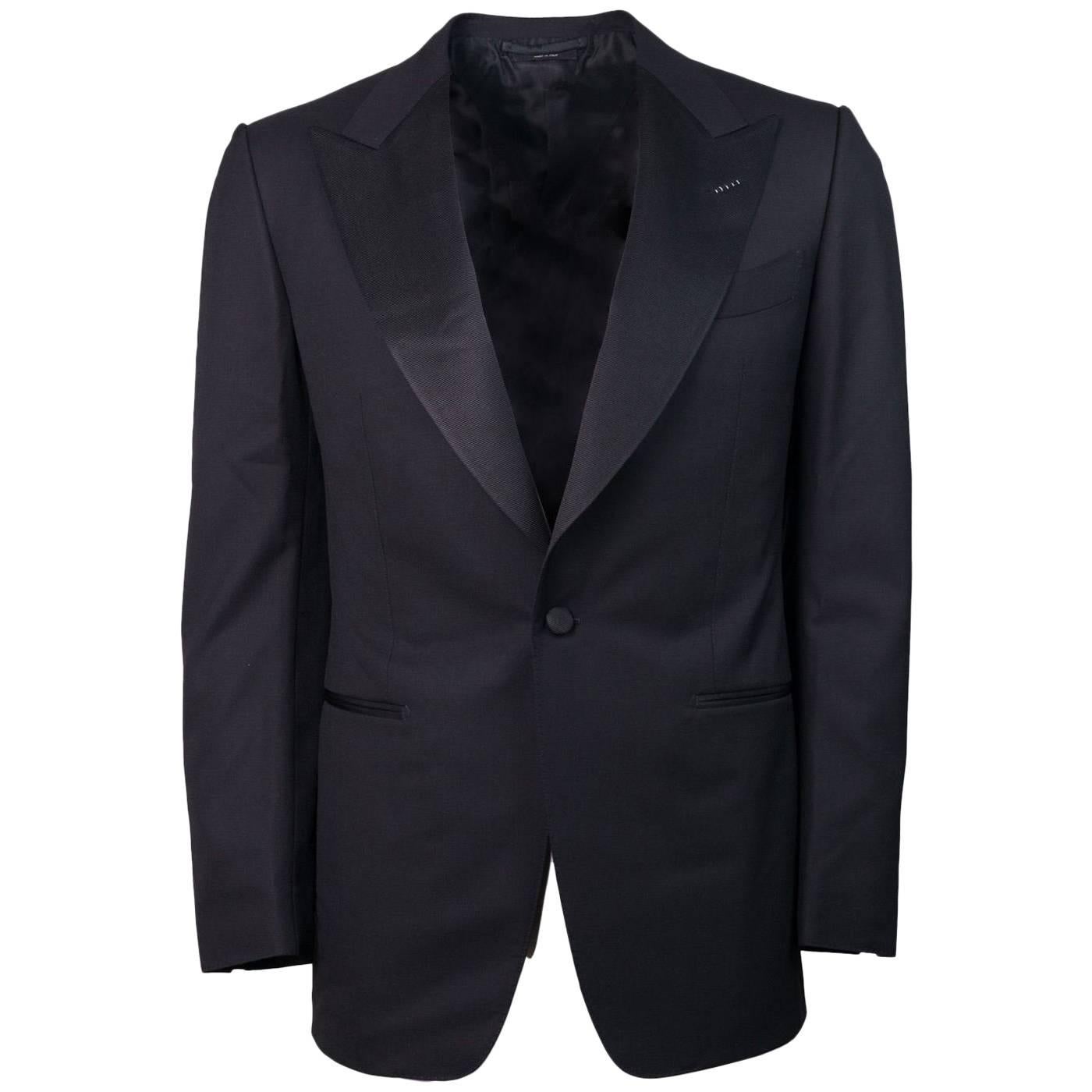 Tom Ford Men's Black Ribbed Lapel Windsor Two Piece Suit For Sale
