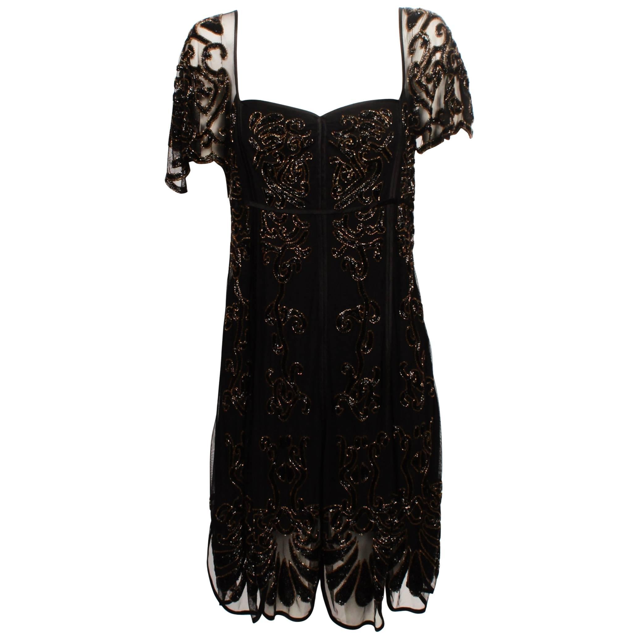 Temperely London 1920's Style Beaded Veil Cocktail Dress