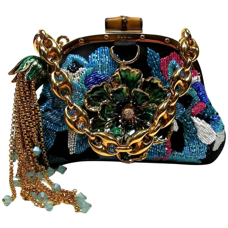 Gucci Evening Minaudiére Bag Silk Embroidered and Glass Beads and ...