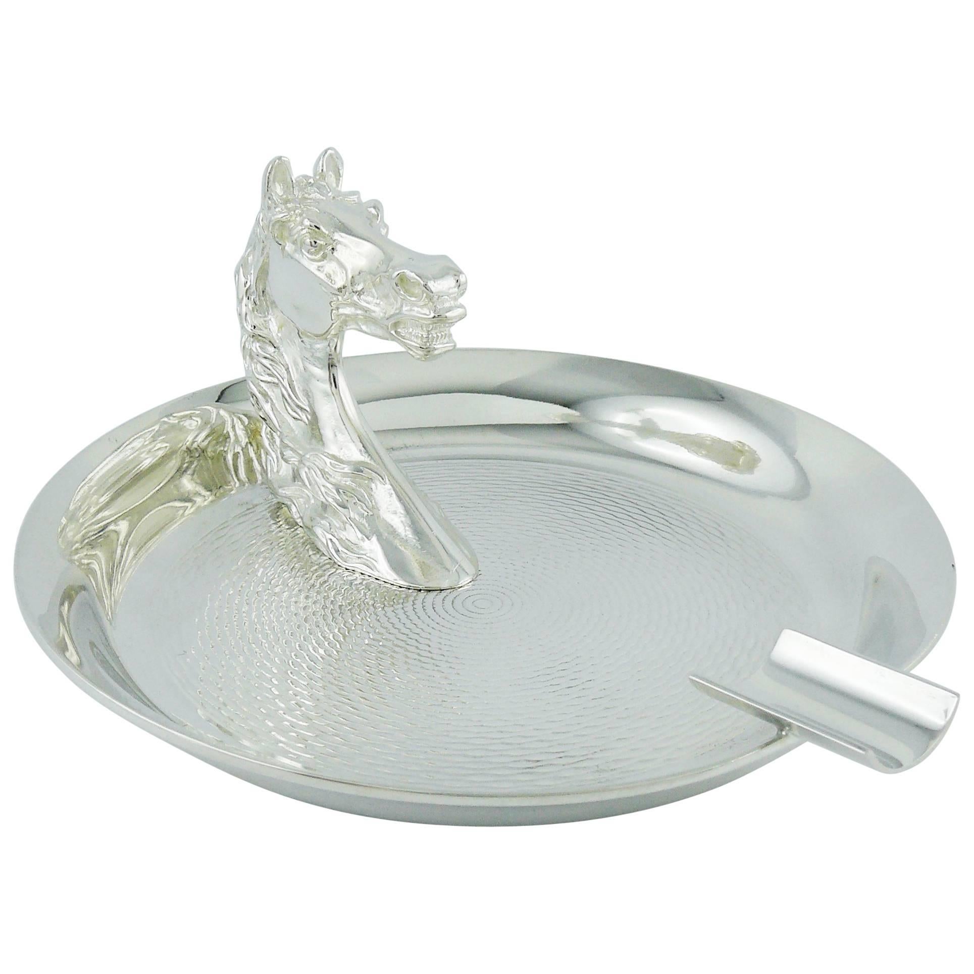 Hermes Vintage Silver Plated Horse Head Equestrian Ashtray
