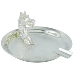 Hermes Vintage Silver Plated Horse Head Equestrian Ashtray