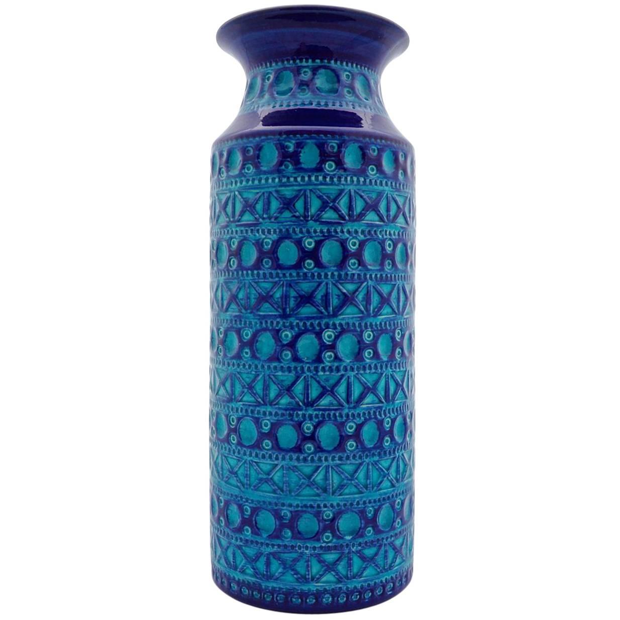 Bay Keramik West Germany Large Pottery Blue and Turquoise Vase, circa 1970s