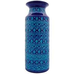 Bay Keramik Allemagne de l'Ouest Grand vase en poterie bleu et turquoise:: vers 1970