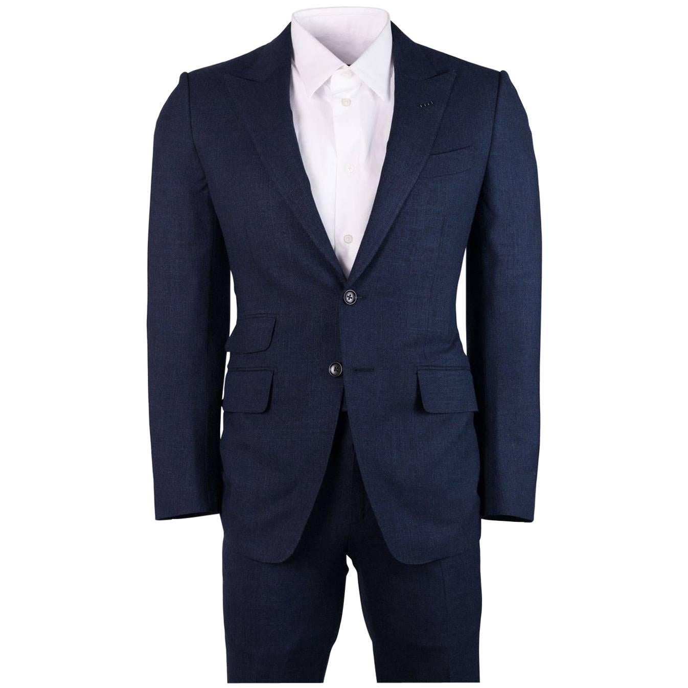 Tom Ford Mens Navy Chambray Wool Blend O'Connor 2 Piece Suit For Sale