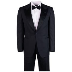 Tom Ford Mens Black Wool Satin Trim Windsor 2 Piece Suit