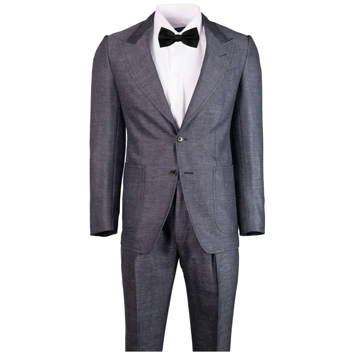Tom Ford Grey Wool Blend Salt Pepper Texture Shelton Suit For Sale