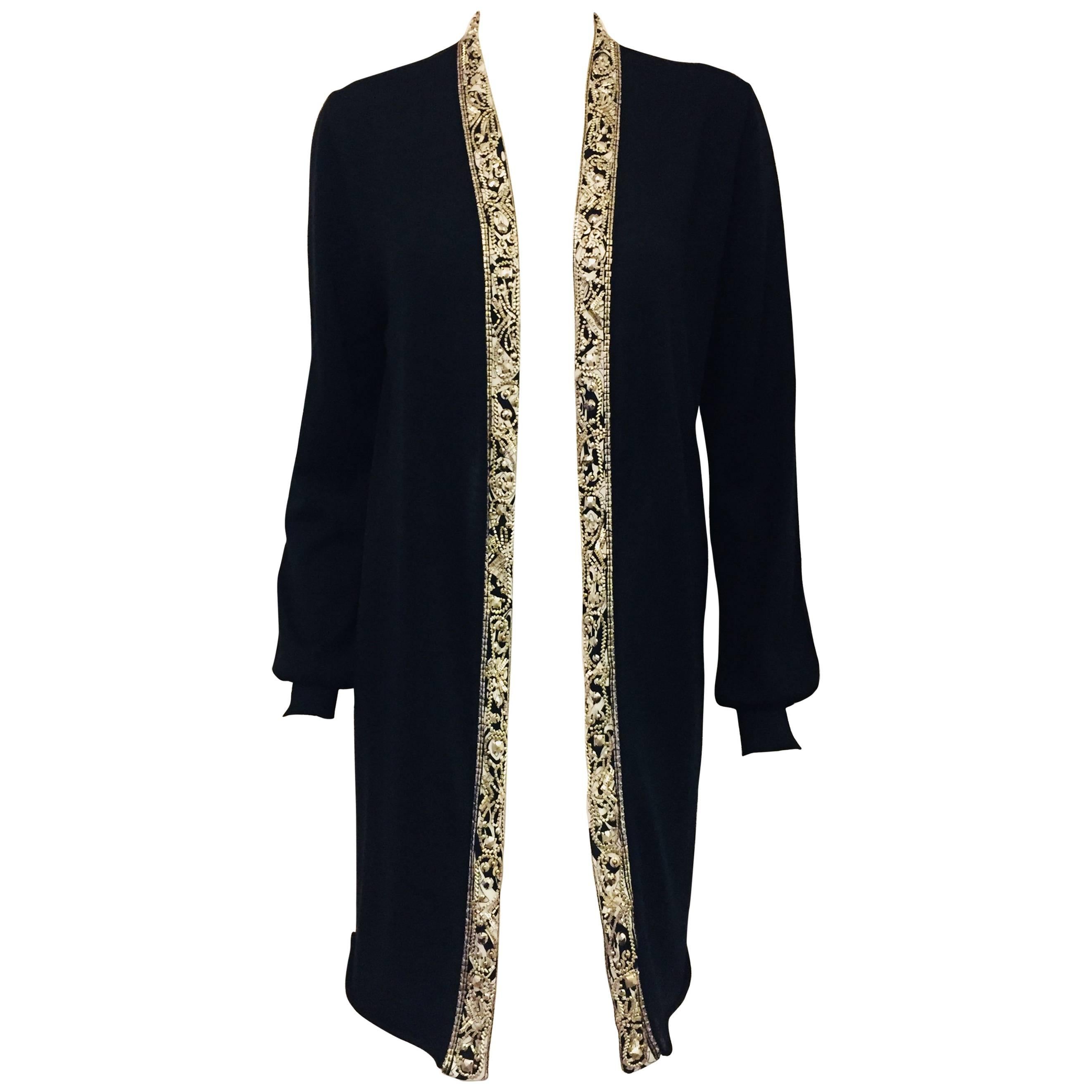 Emilio Pucci Black Wool with Silver Tone Beaded Decorated Open Jacket