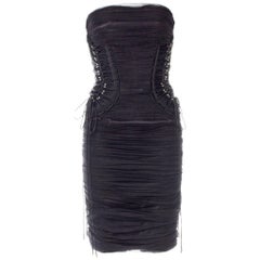 Breathtaking Dolce & Gabbana Hourglass Silk Mesh Corset Lace Up Dress