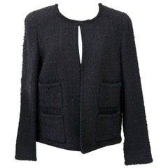 Chanel Black Wool Jacket - Size 42
