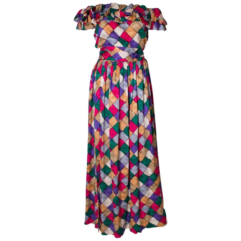 Andrea Odiccini Vintage Couture Silk Skirt and Top For Sale at 1stDibs