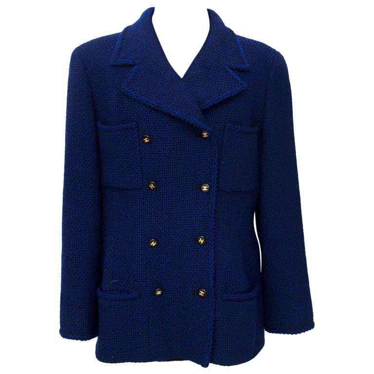 Chanel Blue Tweed Jacket at 1stDibs chanel blue tweed suit, blue