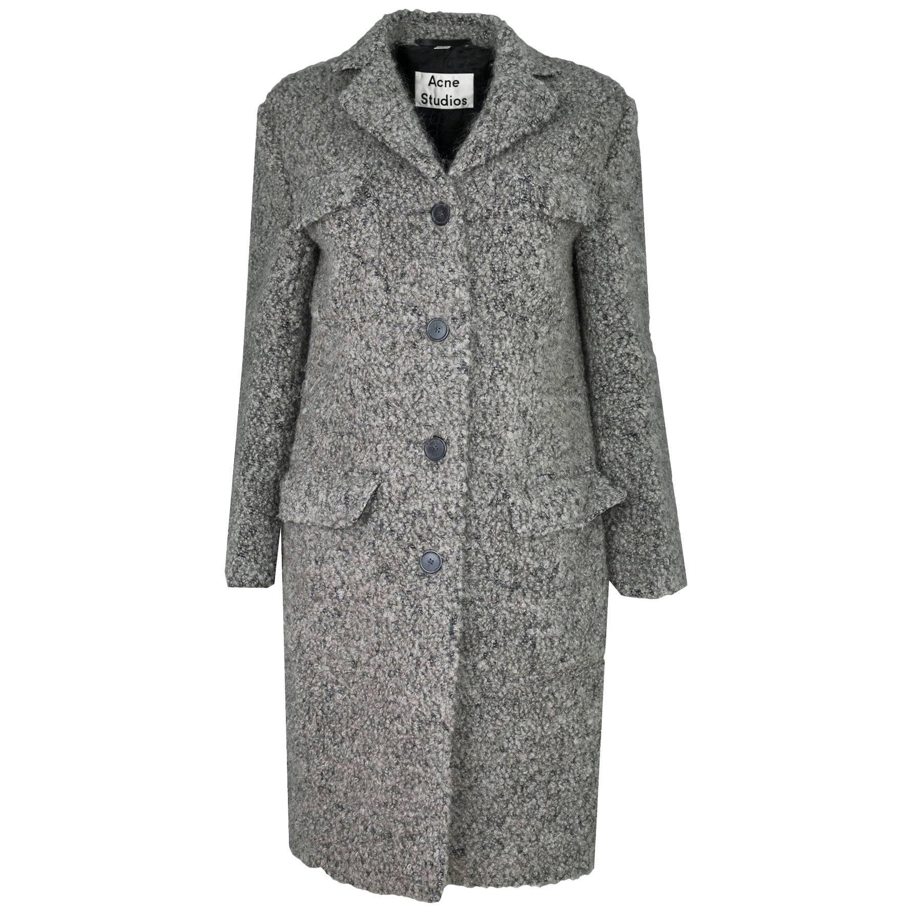 Acne Grey Tessa Wool Boucle Coat Sz FR34