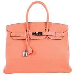 Hermes Birkin Handbag Crevette Clemence with Palladium Hardware 35