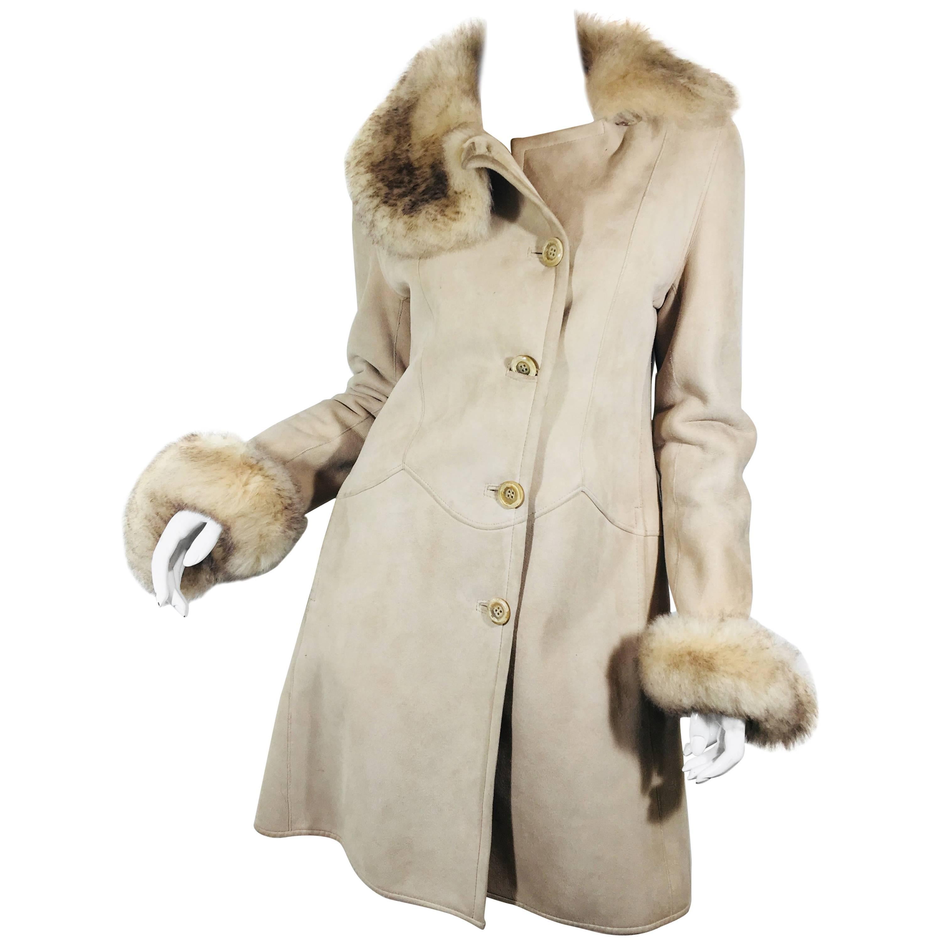 Suede Coat with Fur Trim at 1stDibs | suede coat with fur trim